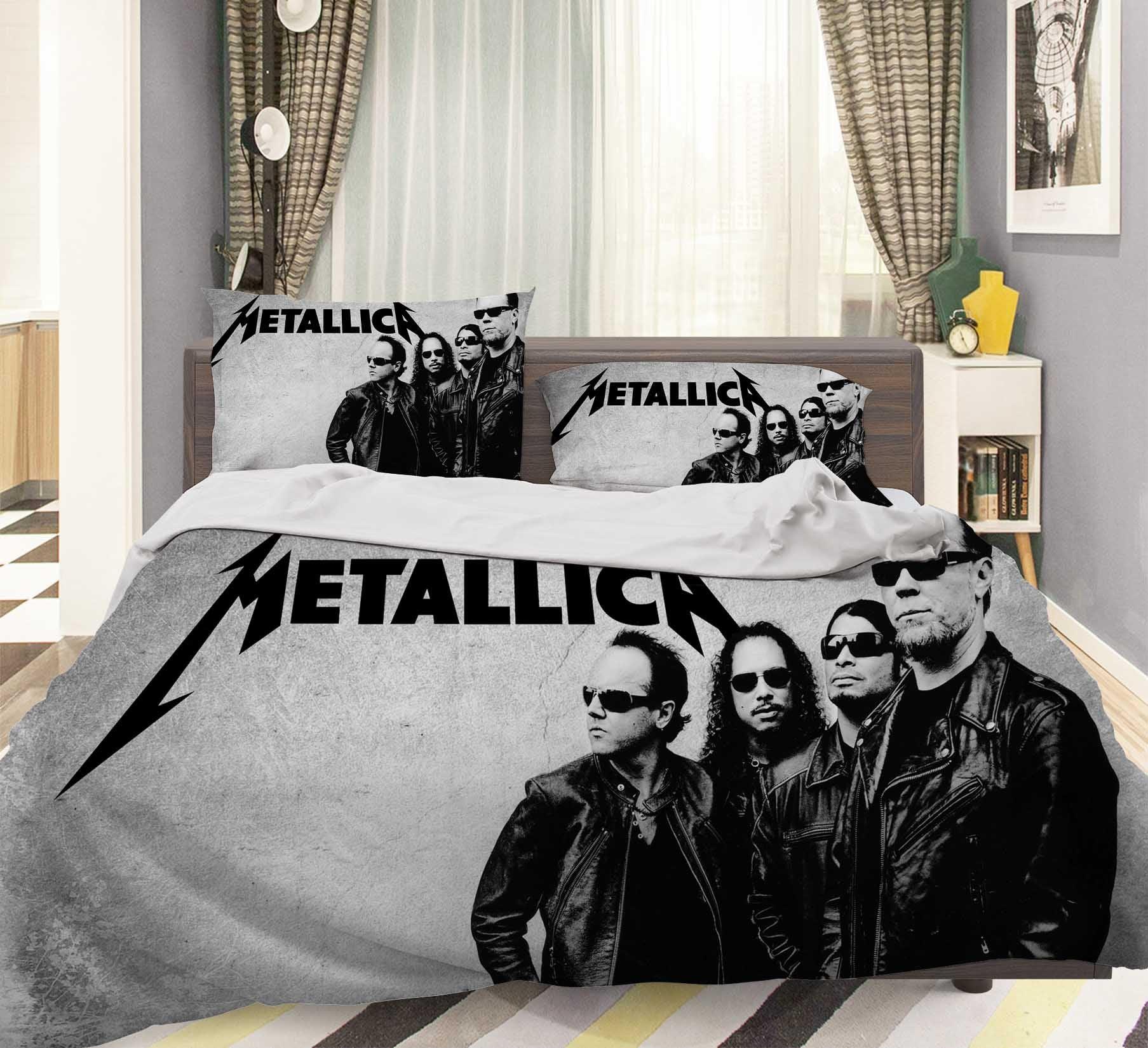 3D Metallica Rock Band Quilt Cover Set Bedding Set Pillowcases 35- Jess Art Decoration