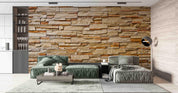 3D Warm Stacked Stone warm stacked stone wall wall mural wallpaper for dining room - view 2