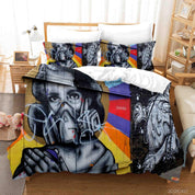 3D Abstract Colored Street Graffiti Quilt Cover Set Bedding Set Duvet Cover Pillowcases 68- Jess Art Decoration
