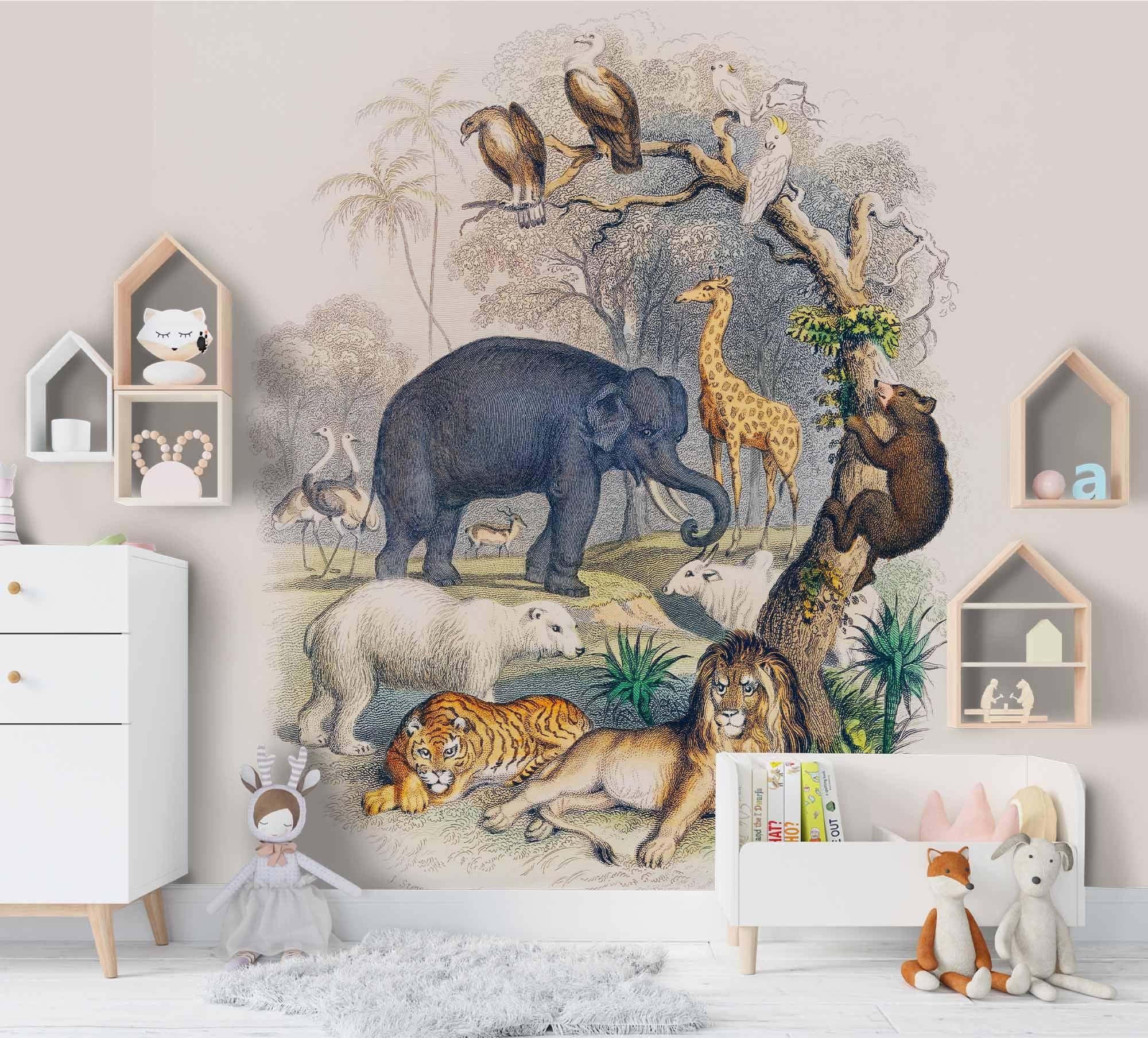 3D Hand Painted Animal Wall Mural Wallpaper 134- Jess Art Decoration