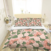 3D Hand Painted Pink Flowers Quilt Cover Set Bedding Set Pillowcases 147- Jess Art Decoration