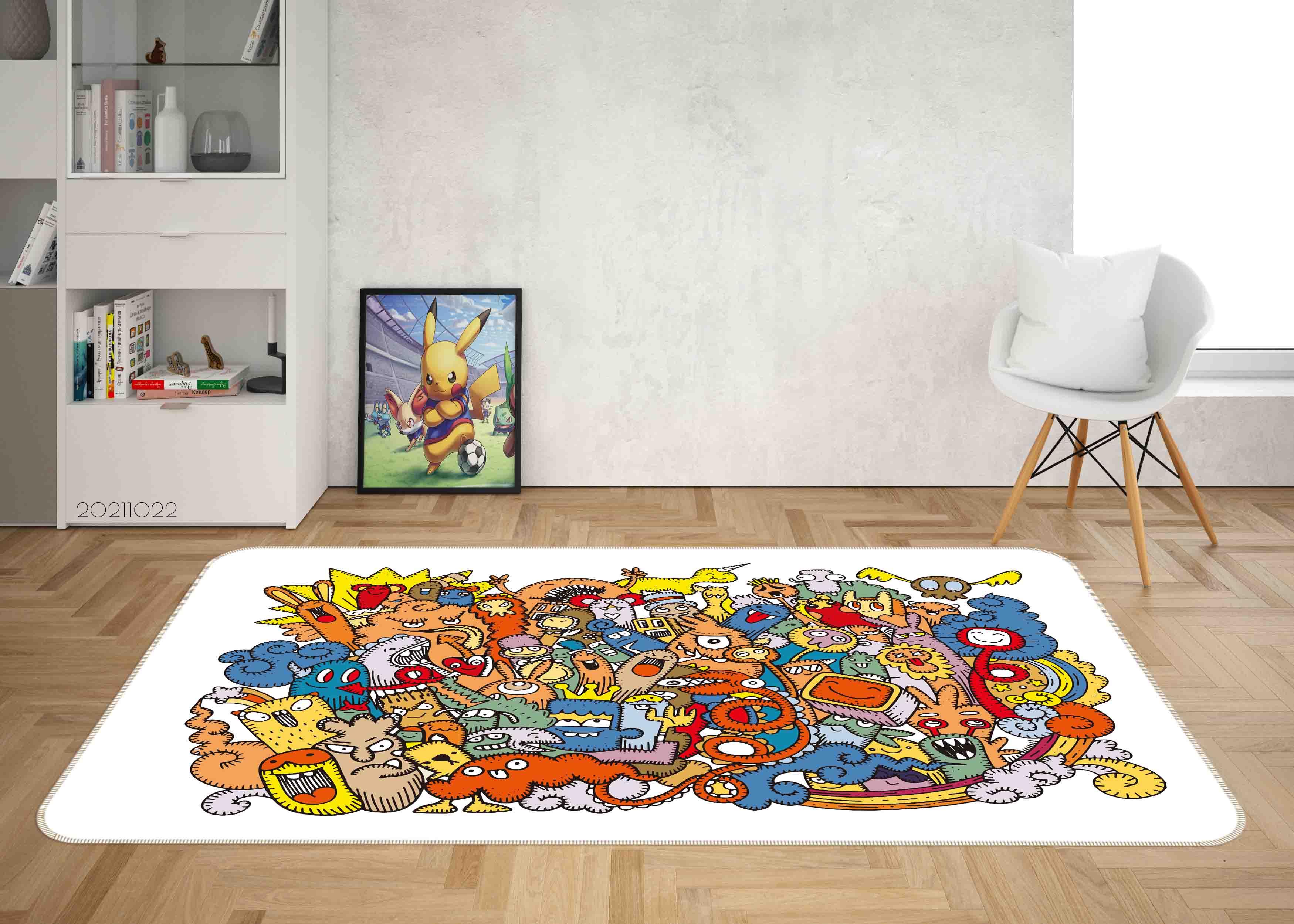 3D Abstract Color Monster Graffiti Non-Slip Rug Mat 24- Jess Art Decoration