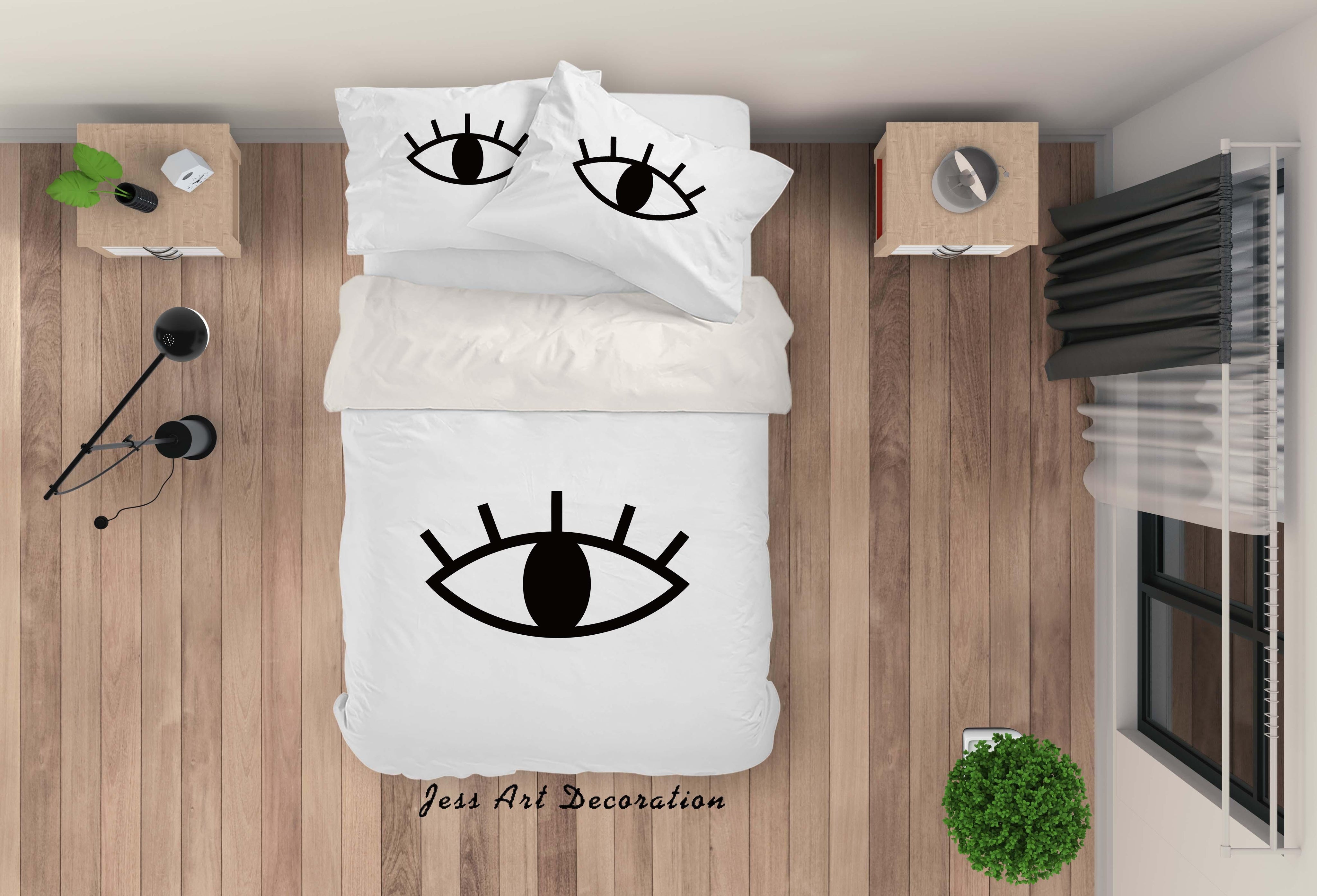 3D White Eyes Quilt Cover Set Bedding Set Pillowcases 52- Jess Art Decoration