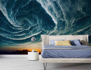 3D Early Sunrise Silhouette Mountains Hills Wall Mural Wallpaper GD 1900- Jess Art Decoration