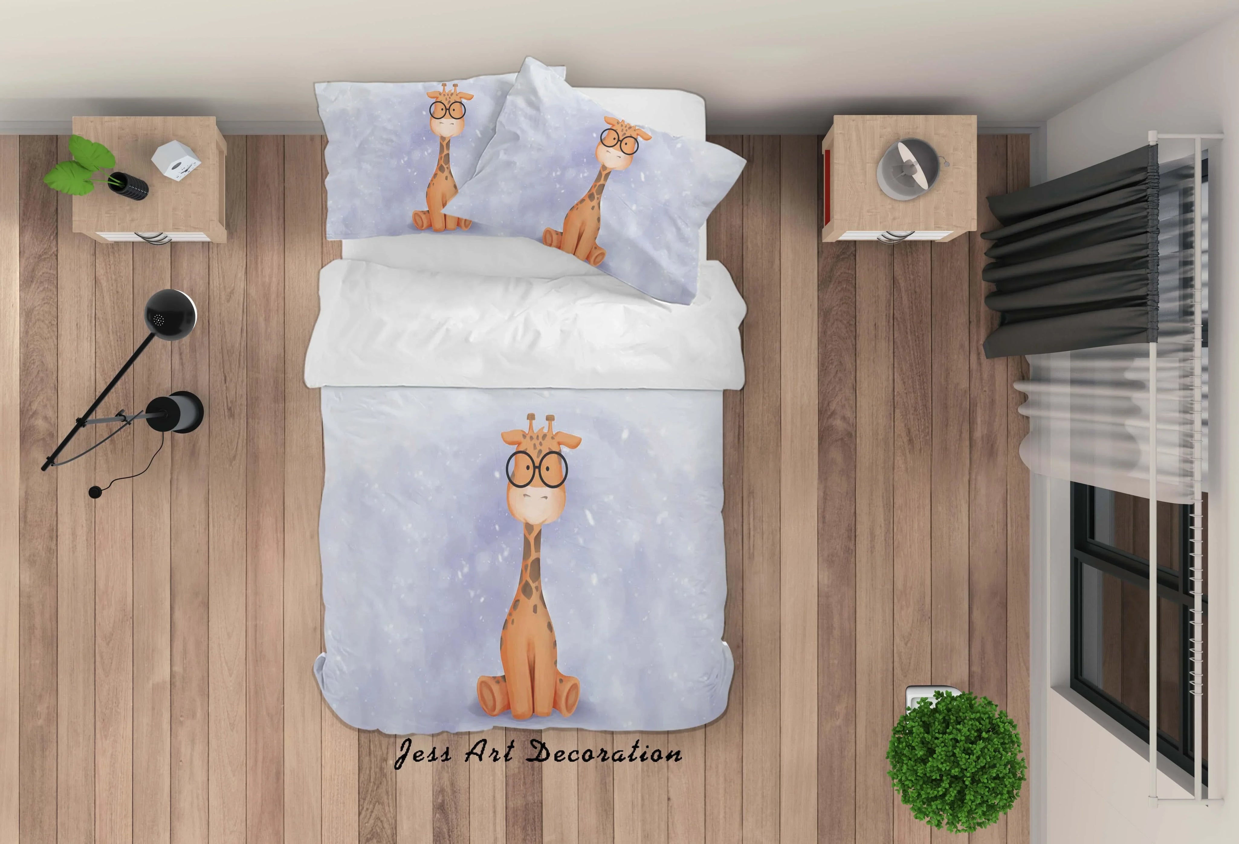 3D Purple Giraffe Quilt Cover Set Bedding Set Duvet Cover Pillowcases SF44- Jess Art Decoration