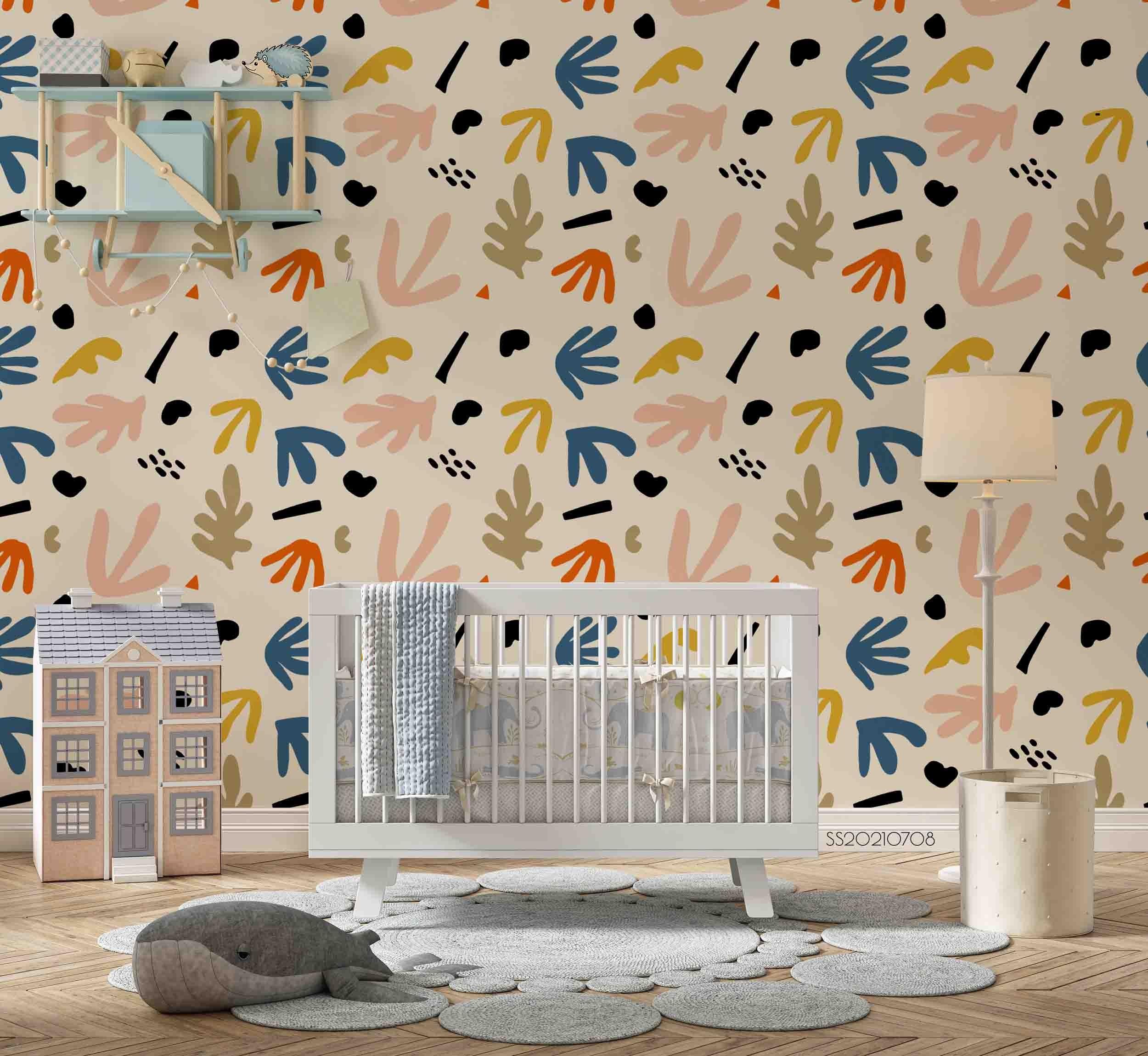 3D Hand Drawn Colored Leaves Wall Mural Wallpaper LQH 101- Jess Art Decoration