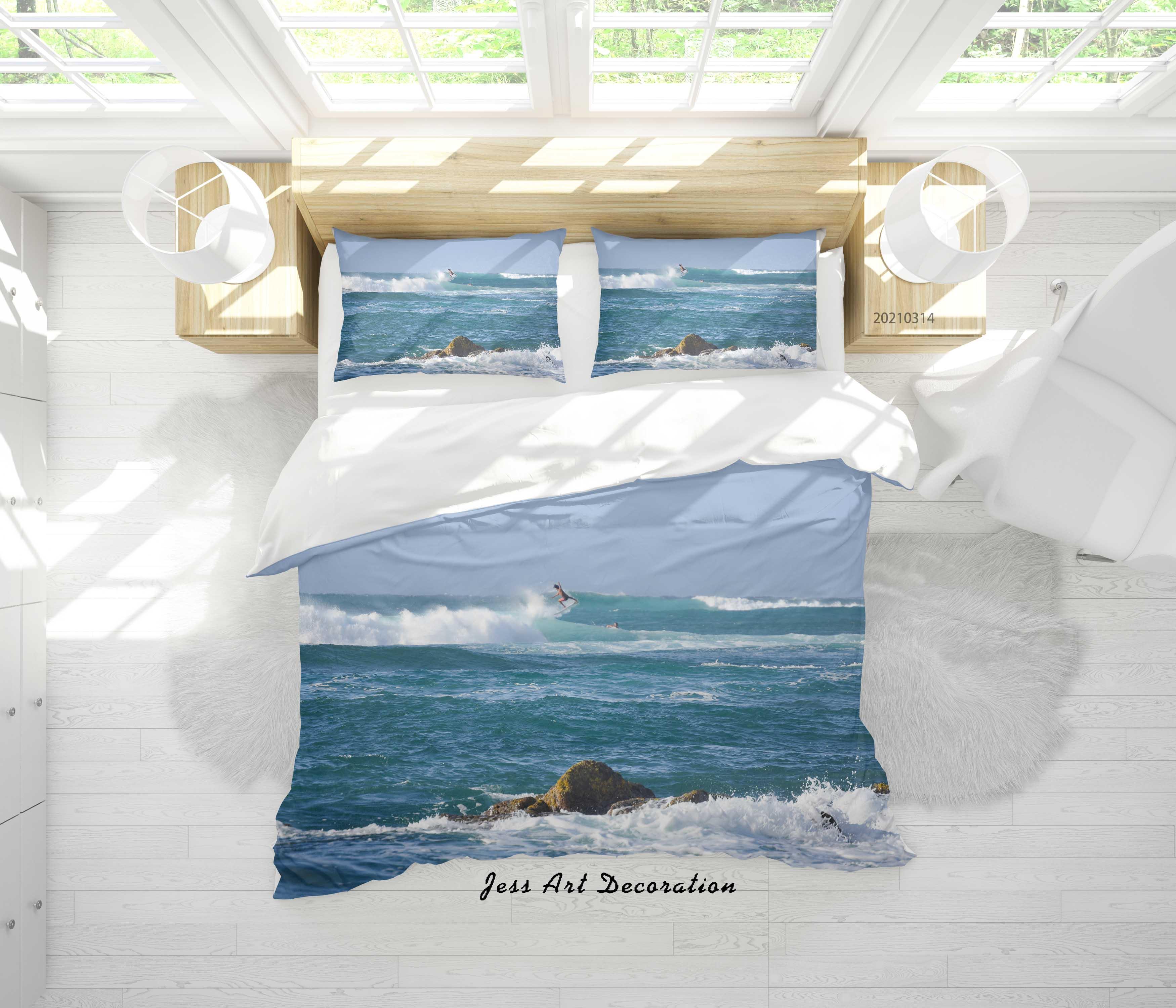 3D Sea Wave Rock Quilt Cover Set Bedding Set Duvet Cover Pillowcases 131- Jess Art Decoration