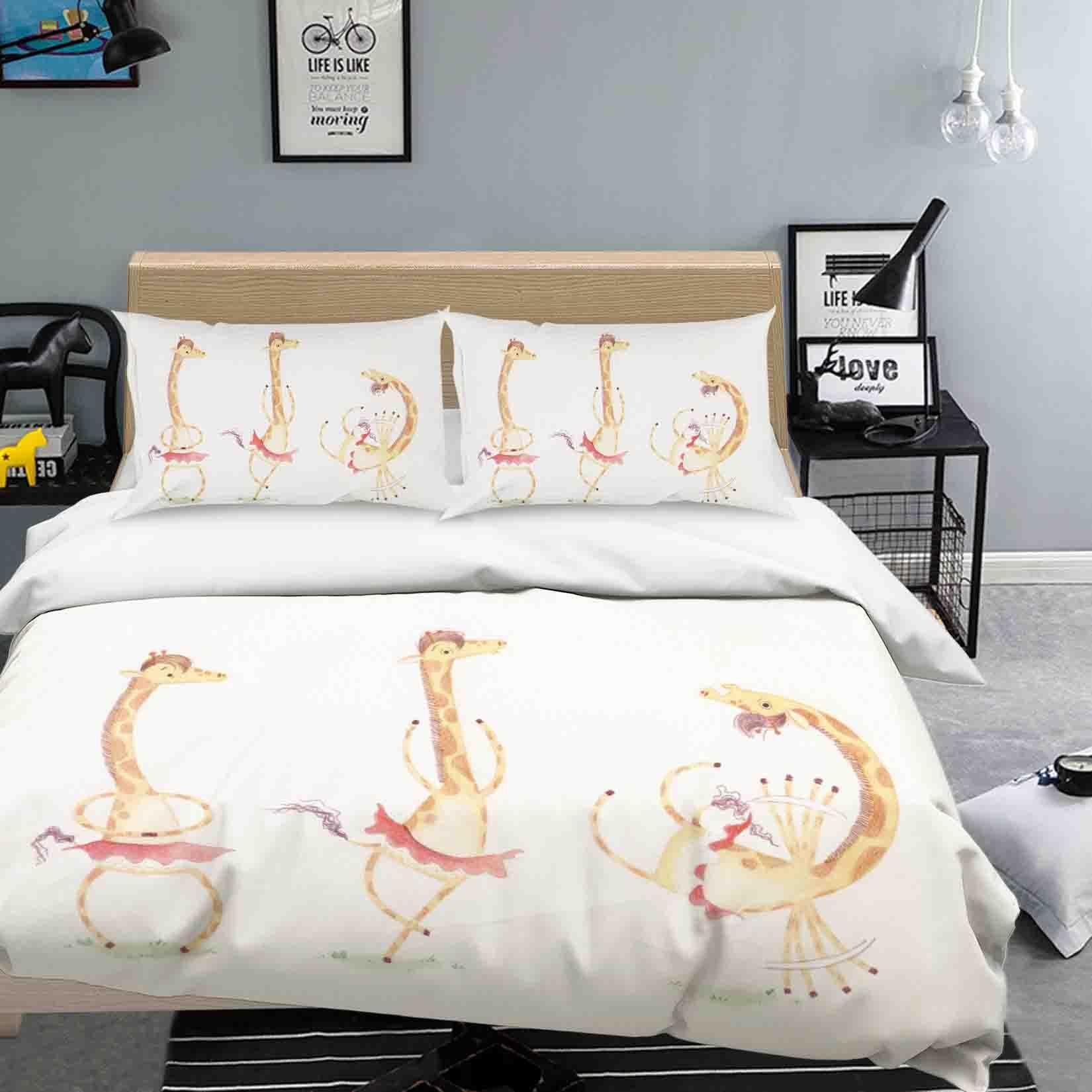 3D Cartoon Animal Giraffe Quilt Cover Set Bedding Set Duvet Cover Pillowcases SF067- Jess Art Decoration
