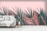 3D Pink Green Leaves Wall Mural Wallpaper 10- Jess Art Decoration