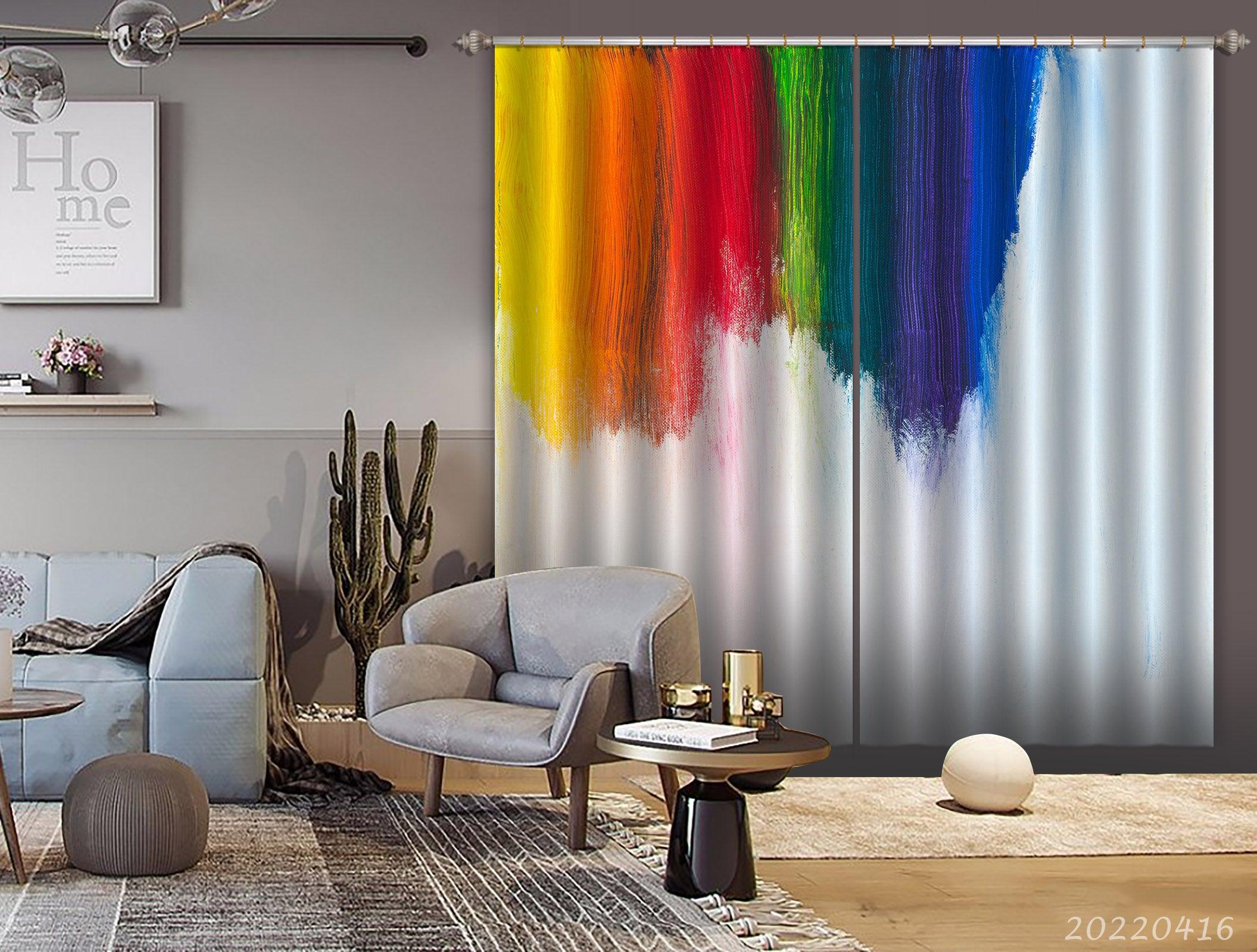 3D Abstract Colorful Paint Texture Pattern Curtains and Drapes GD 4422- Jess Art Decoration