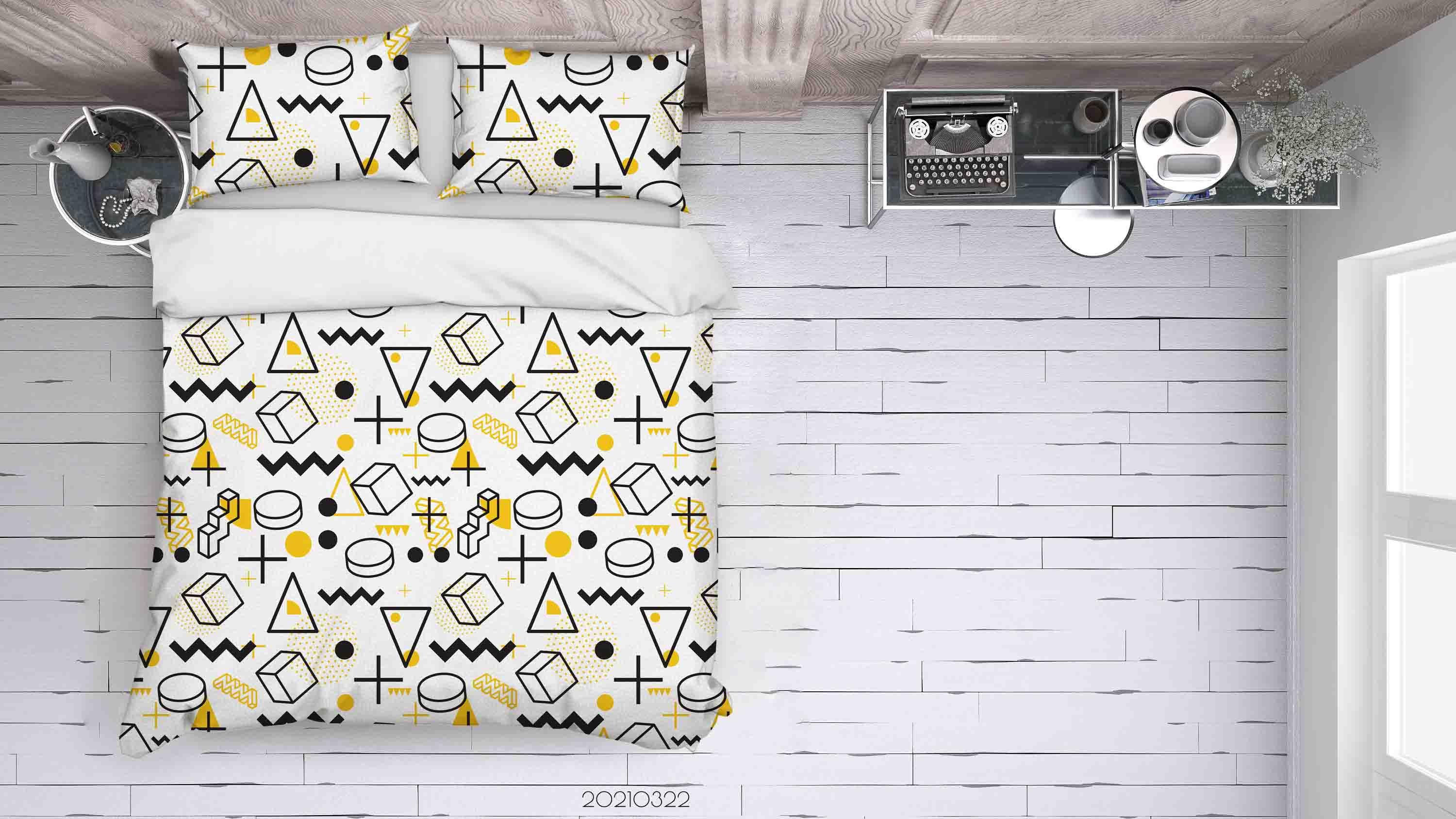 3D Abstract Geometric Pattern Quilt Cover Set Bedding Set Duvet Cover Pillowcases 131- Jess Art Decoration