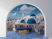 3D Santorini White Town Architecture Wall Mural Wallpaper SWW5025- Jess Art Decoration