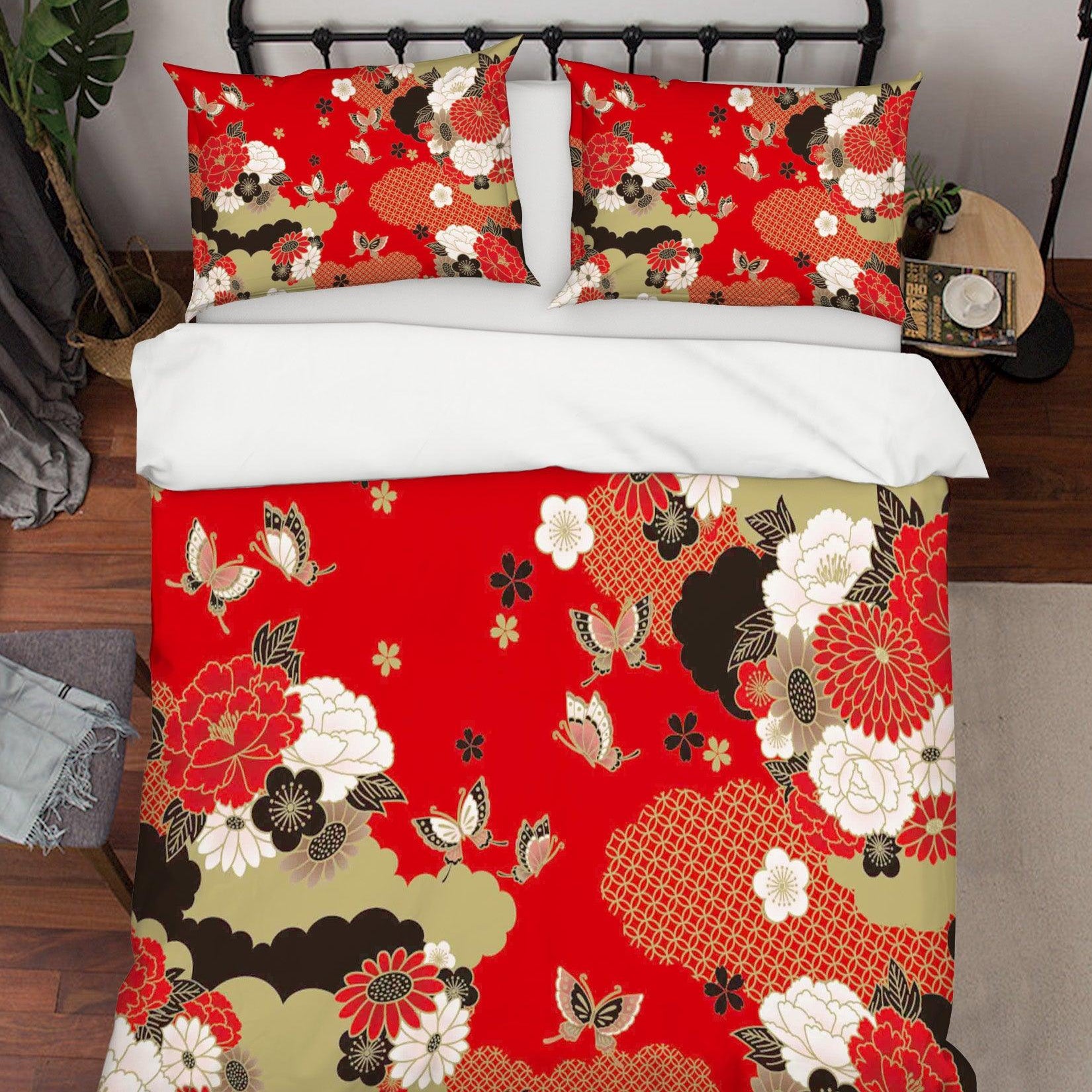 3D Abstract Red Floral Quilt Cover Set Bedding Set Pillowcases 55- Jess Art Decoration