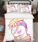 3D Cartoon Unicorn White Quilt Cover Set Bedding Set Pillowcases 4- Jess Art Decoration
