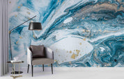 3D Abstract Blue Gold Marble Texture Wall Mural Wallpaper GD 2762- Jess Art Decoration
