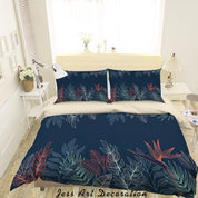 3D Dark Leaves  Quilt Cover Set Bedding Set Duvet Cover Pillowcases A017 LQH- Jess Art Decoration