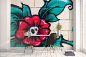 3D Red Floral Brick Graffiti Wall Mural Wallpaper 20- Jess Art Decoration