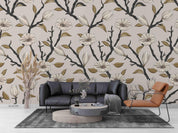 3D Hand Drawn Vintage White Floral Leaves Plant Pattern Wall Mural Wallpaper LXL- Jess Art Decoration