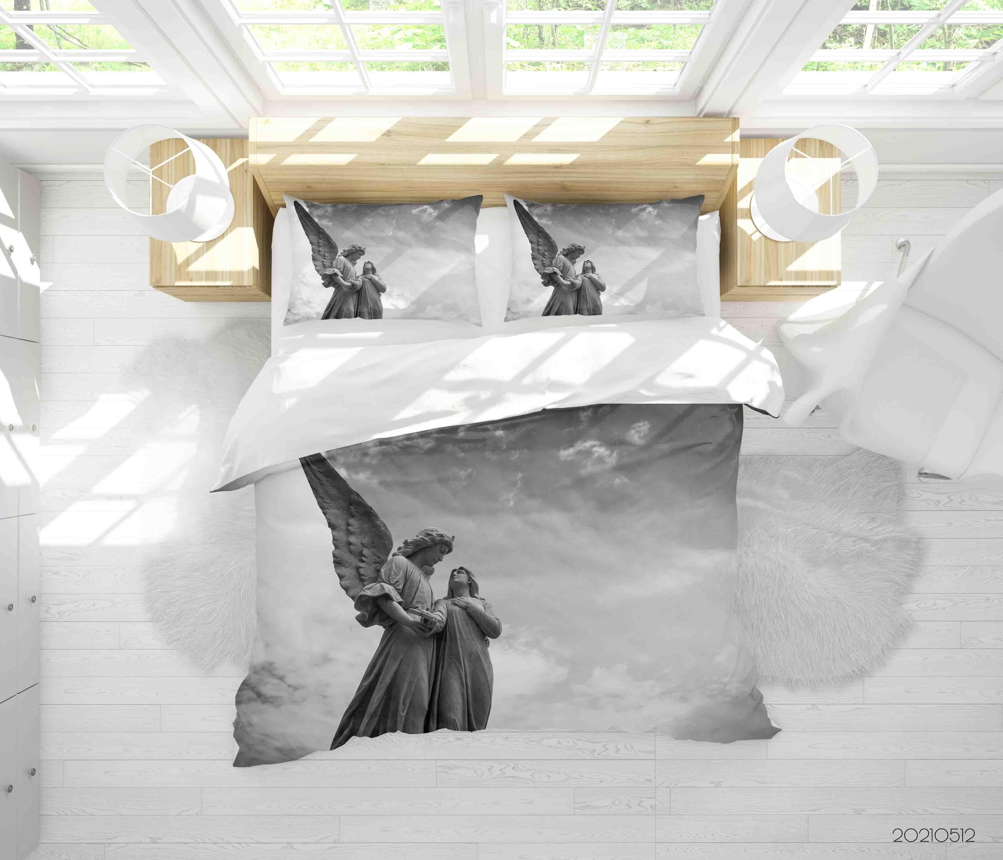 3D Art Angel Sculpture Quilt Cover Set Bedding Set Duvet Cover Pillowcases 195- Jess Art Decoration