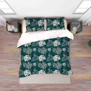 3D Tropical Green Leaf Floral Quilt Cover Set Bedding Set Duvet Cover Pillowcases 37- Jess Art Decoration