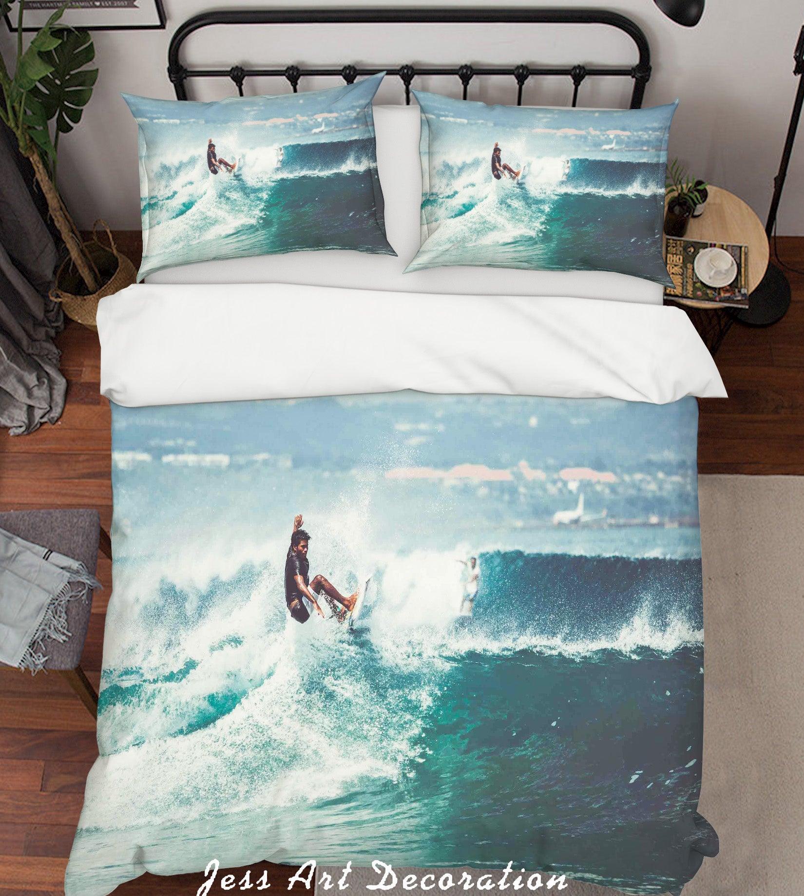 3D Surf Sport Quilt Cover Set Bedding Set Pillowcases SF57- Jess Art Decoration