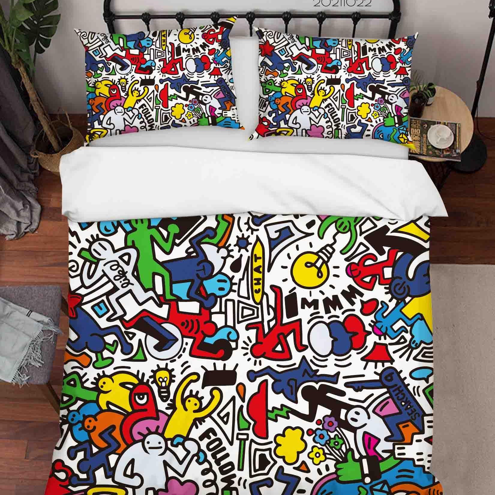 3D Abstract Illustration Art Doodle Quilt Cover Set Bedding Set Duvet Cover Pillowcases 97- Jess Art Decoration