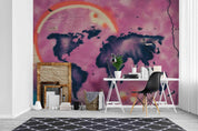 3D Abstract Pink Map Graffiti Wall Mural Wallpaper LQH 110- Jess Art Decoration