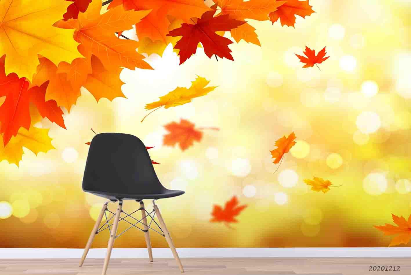 3D Embossed Autumn Maple Leaves Plant Background Wall Mural Wallpaper LXL- Jess Art Decoration