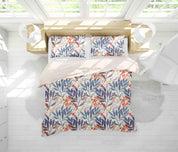 3D Blue Leaves Red Flowers Quilt Cover Set Bedding Set Pillowcases 68- Jess Art Decoration