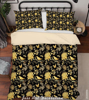 3D Vintage Yellow Leaves Pattern Quilt Cover Set Bedding Set Duvet Cover Pillowcases WJ 3609- Jess Art Decoration