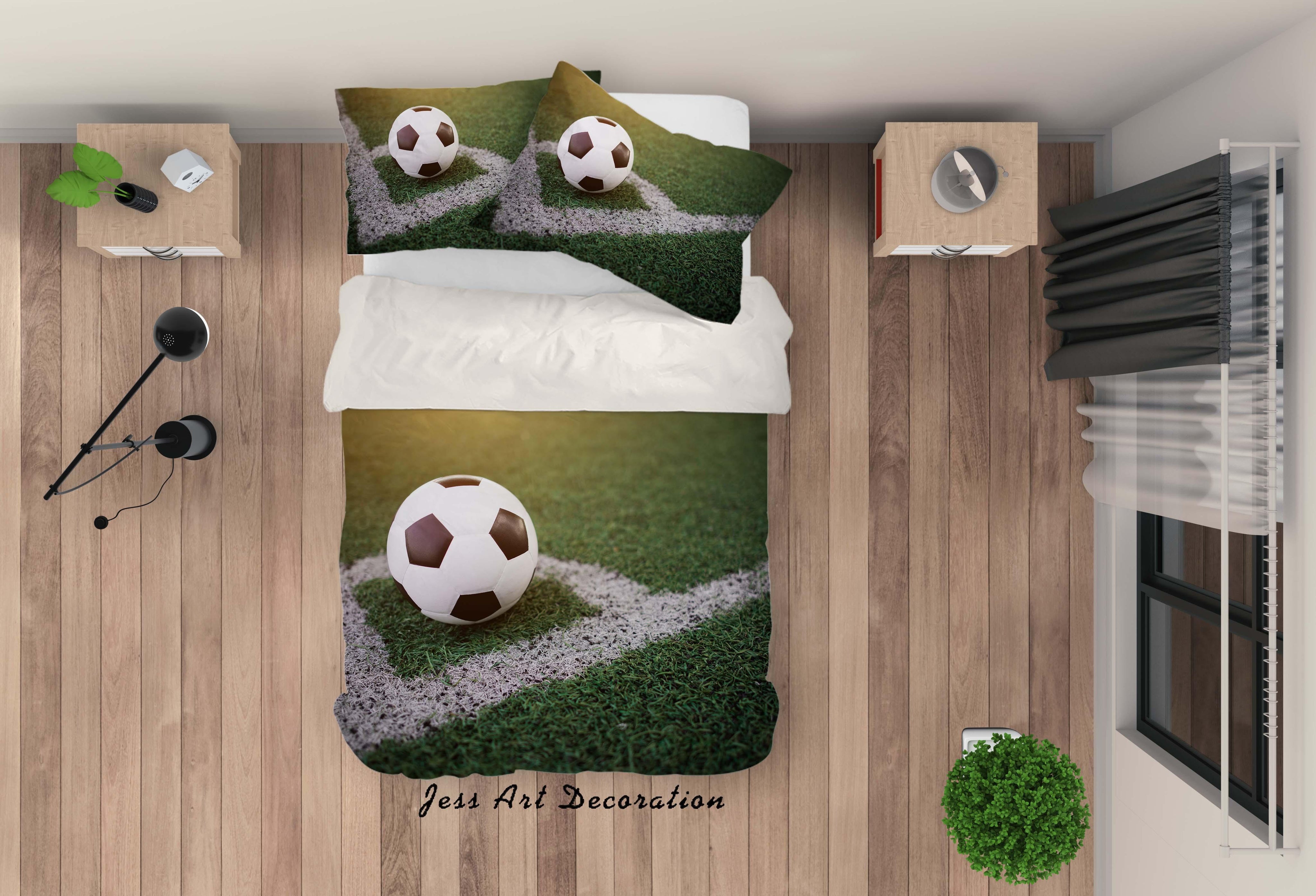 3D Football Soccer Quilt Cover Set Bedding Set Pillowcases 61- Jess Art Decoration