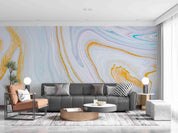 3D White Golden Marble Texture Flowing Wall Mural Wallpaper SWW3626- Jess Art Decoration