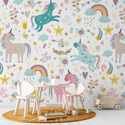 3D Unicorn Rainbow Pattern unicorn rainbow pattern mural wall mural wallpaper for kids room - view 2