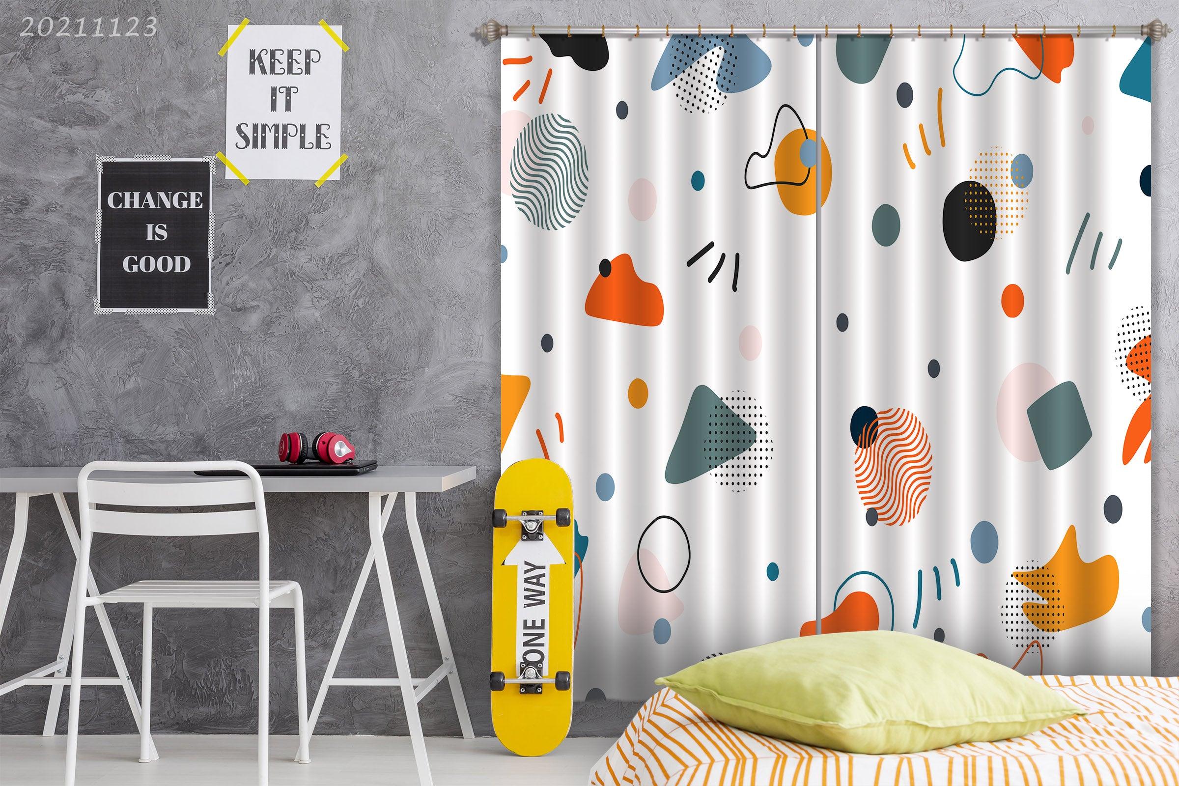 3D Abstract Color Geometry Curtains and Drapes LQH 167- Jess Art Decoration