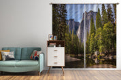 3D Peak Green Woods River Curtains and Drapes GD 1512- Jess Art Decoration