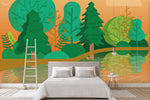 3D cartoon forest trees river wall mural wallpaper 10- Jess Art Decoration