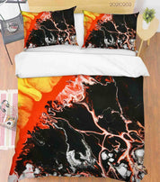 3D Abstract Black Orange Marble Texture Quilt Cover Set Bedding Set Duvet Cover Pillowcases 4- Jess Art Decoration