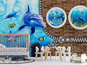3D Dolphin Underwater World Wall Mural Wallpaper LQH 337- Jess Art Decoration