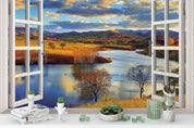 3D Window Mountains River Wall Mural Wallpaper 203- Jess Art Decoration