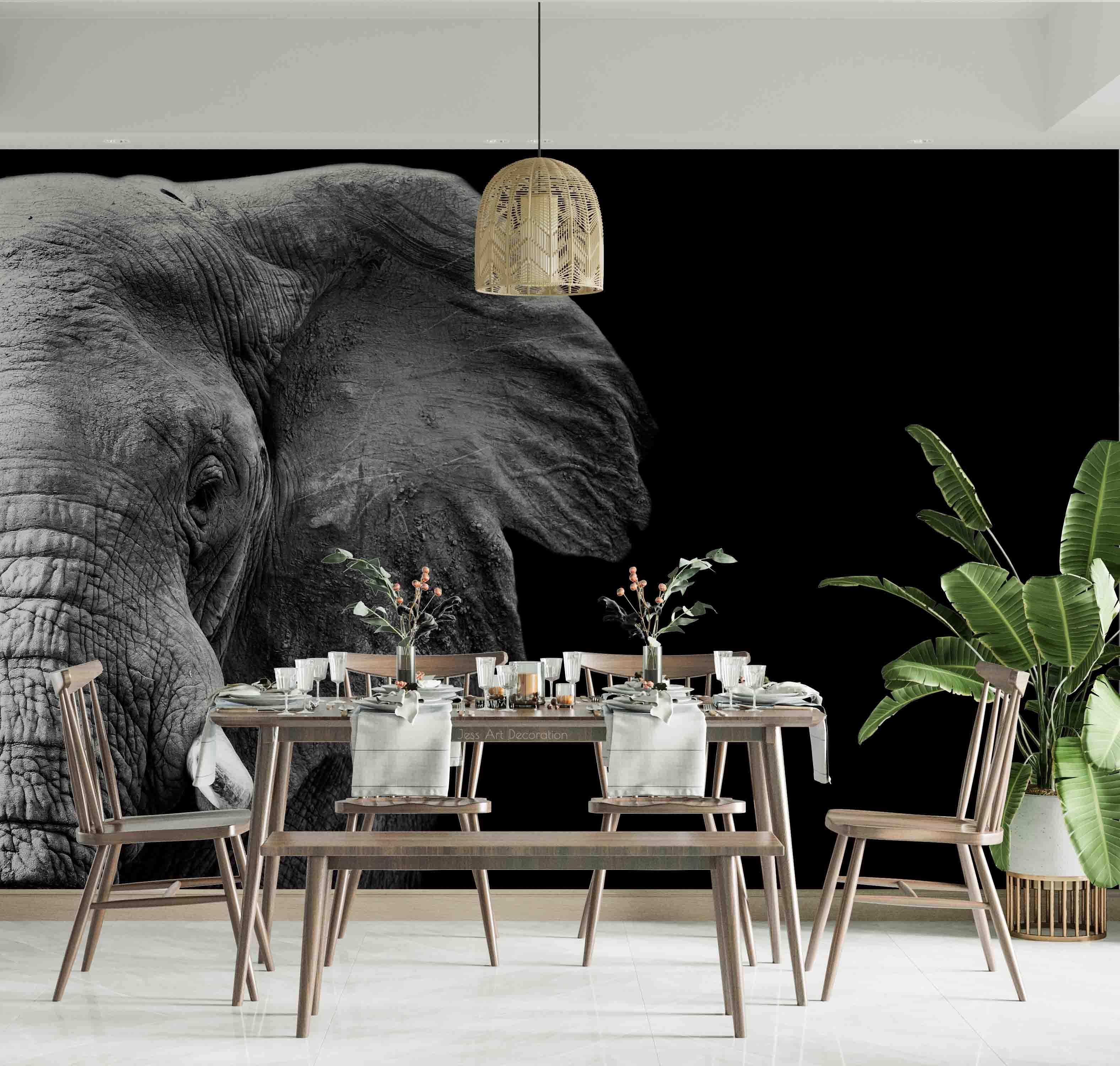 3D Black Elephant Wall Mural Wallpaper sww  43- Jess Art Decoration