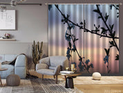 3D Landscape Nature Flower Branch Silhouette Curtains and Drapes GD 4095- Jess Art Decoration
