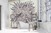 3D Gray Floral Wall Mural Wallpaper SF53- Jess Art Decoration