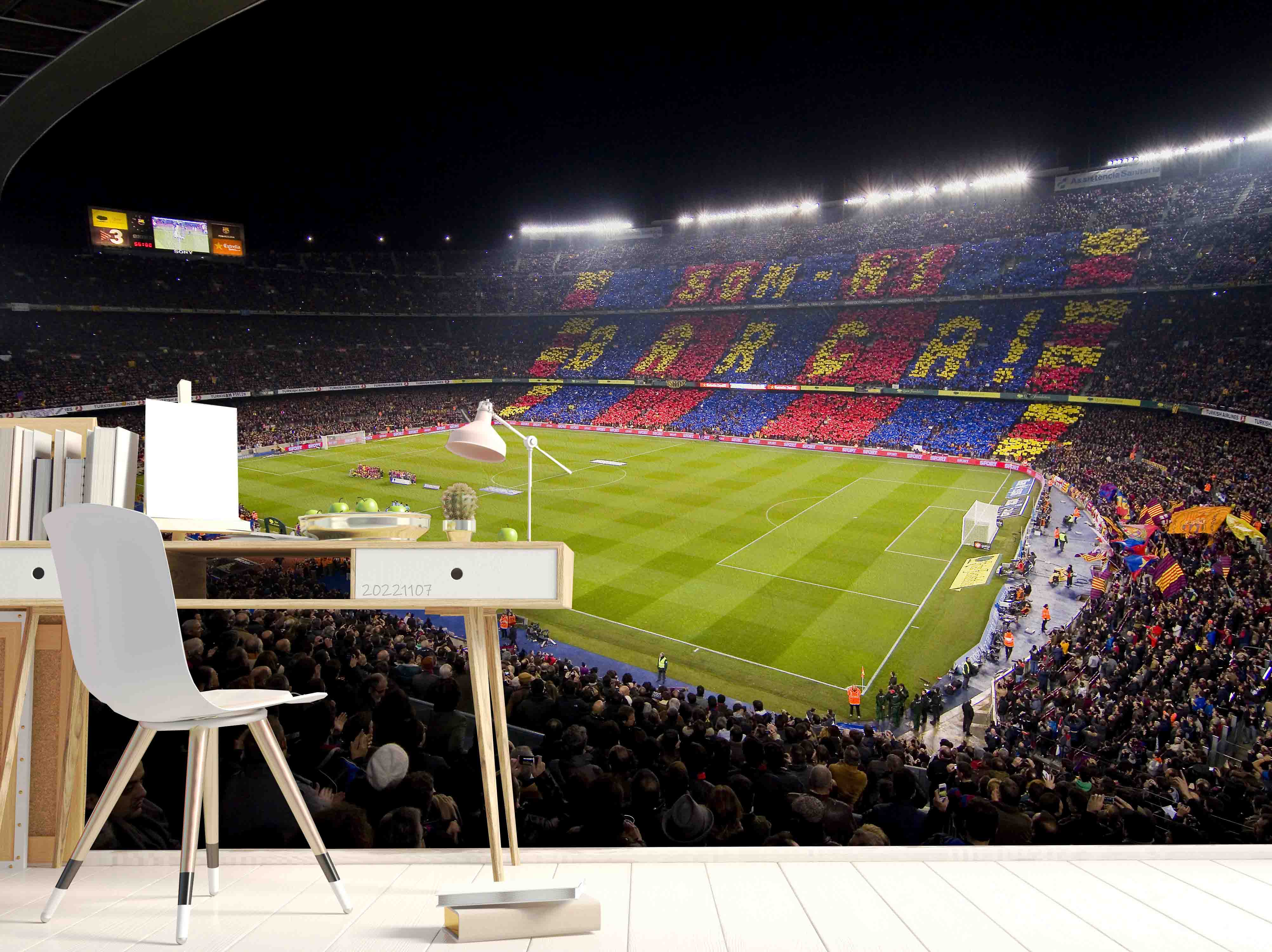 Spain Camp Nou Stadium Wallpaper football stadium wall mural for sports room, club room or fan space - view 2
