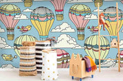 3D Hot Air Balloon Birds Wall Mural Wallpaper SF93- Jess Art Decoration