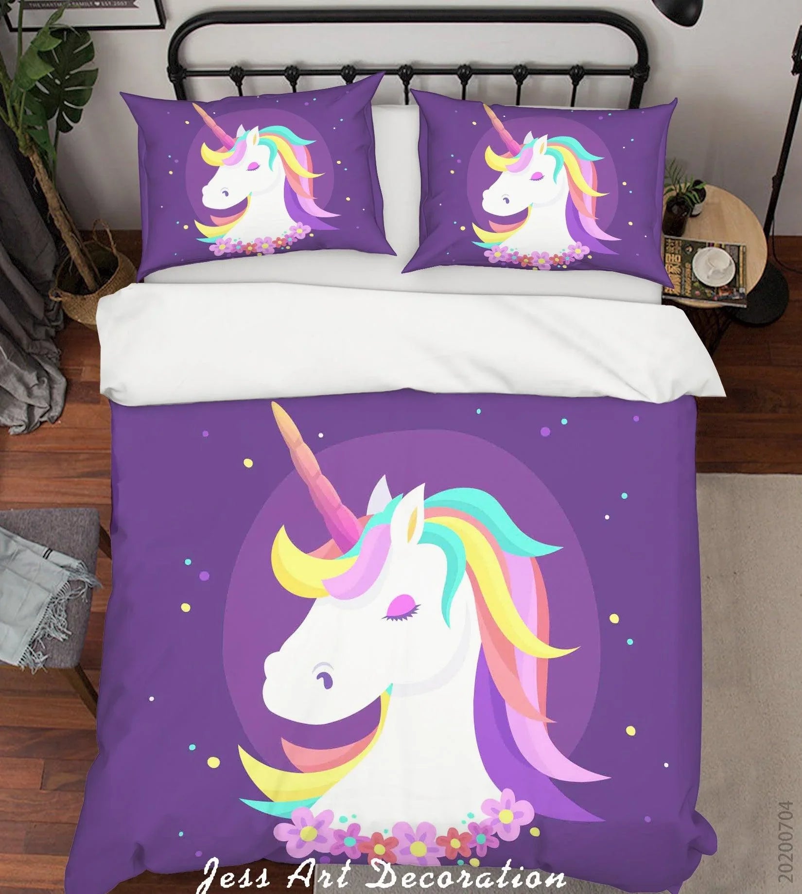 3D Purple Unicorn Quilt Cover Set Bedding Set Duvet Cover Pillowcases SF252- Jess Art Decoration