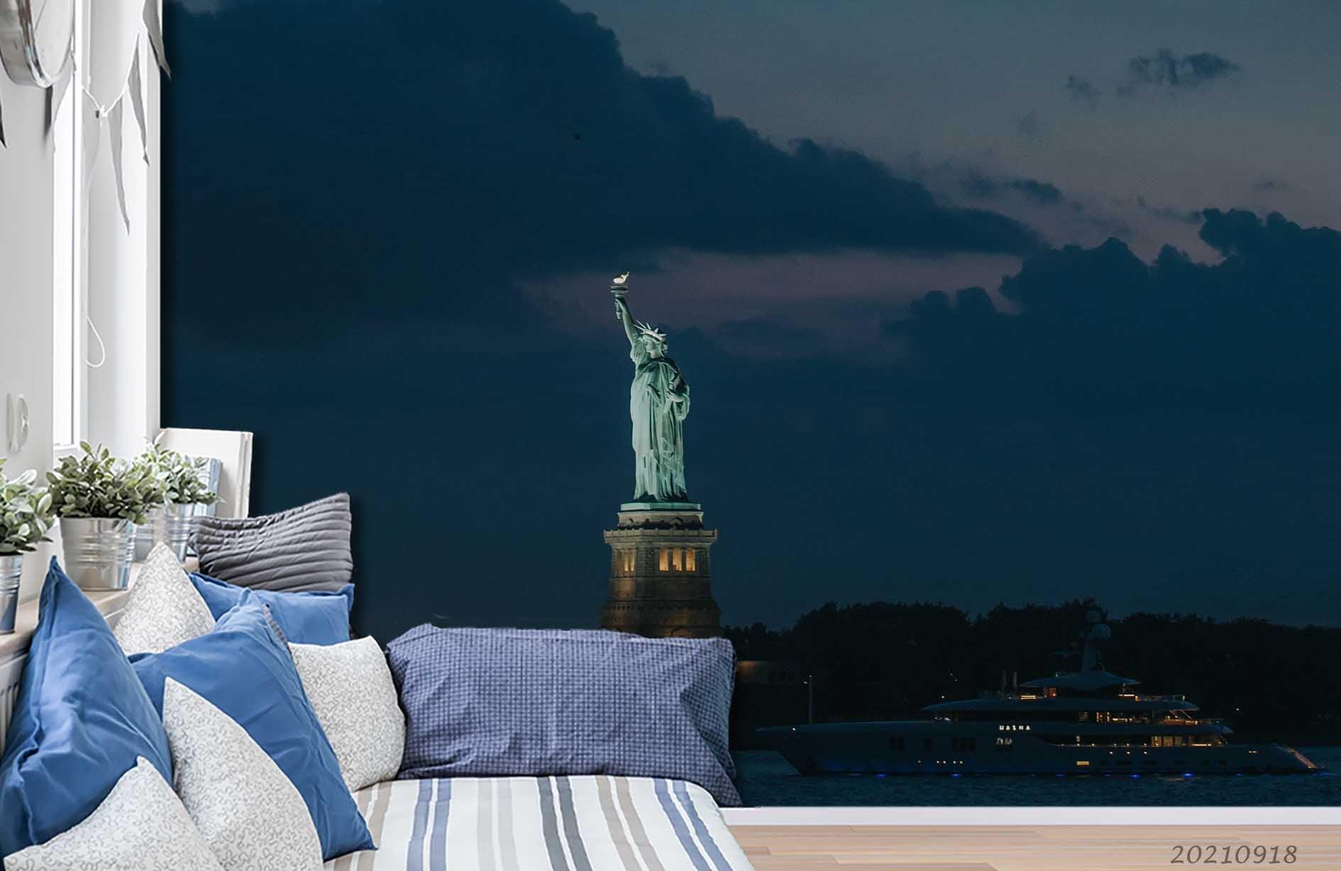 3D Statue of Liberty Wall Mural Wallpaper LQH 450- Jess Art Decoration
