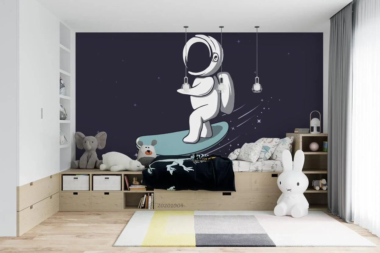 3D Cartoon Planet Astronaut Wall Mural Wallpaper WJ 1428- Jess Art Decoration