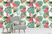 3D Oil Painting Flamingo Colorful Floral Plant Wall Mural Wallpaper LXL 484- Jess Art Decoration