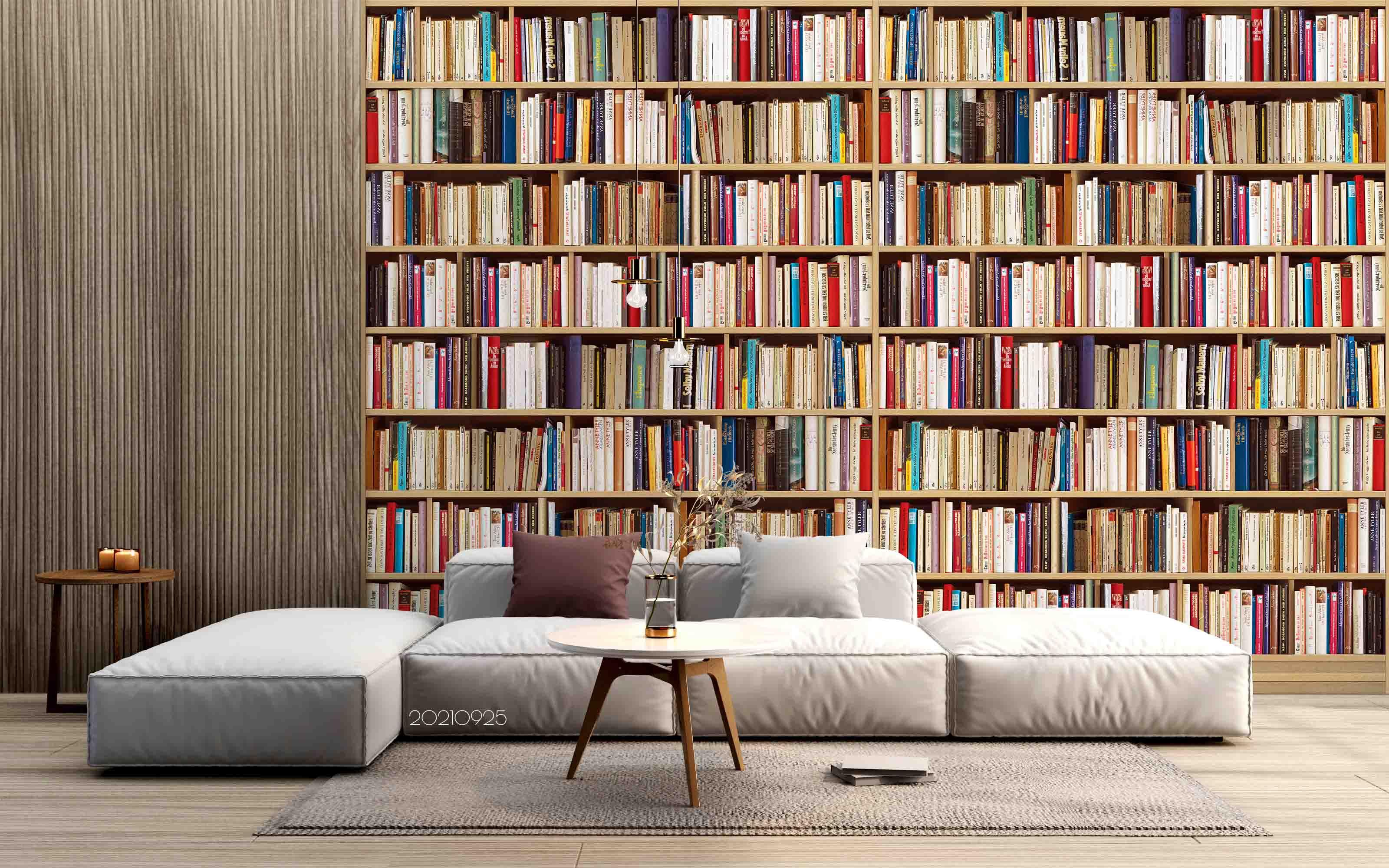 3D Library Bookshelf Wall Mural Wallpaper LQH 295- Jess Art Decoration