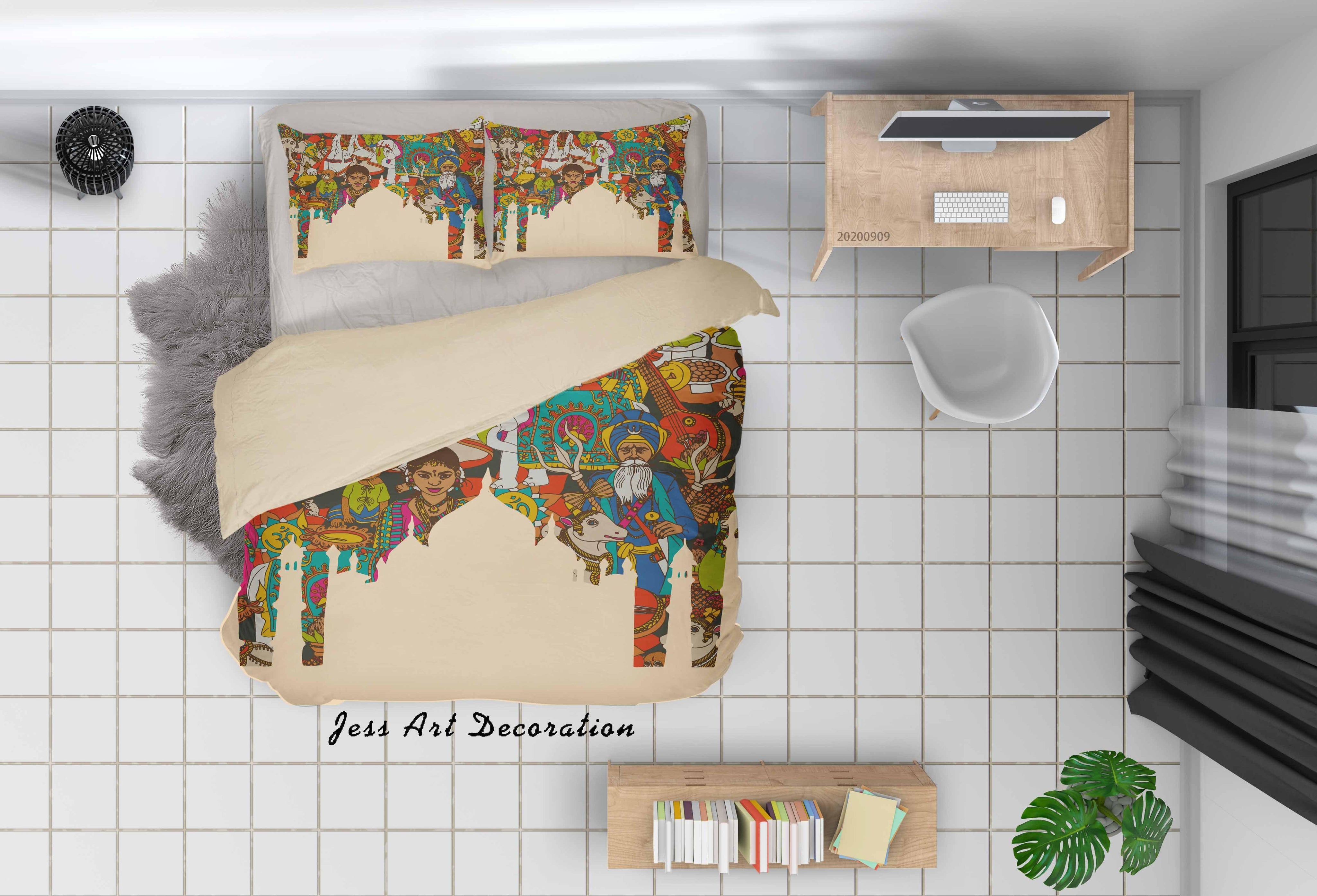 3D India Cultural Symbols Pattern Quilt Cover Set Bedding Set Duvet Cover Pillowcases WJ 6045- Jess Art Decoration